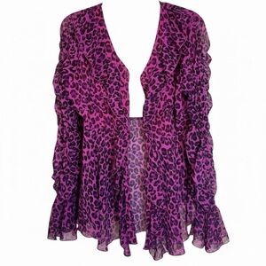 Ashro Purple Leopard Print Blouse